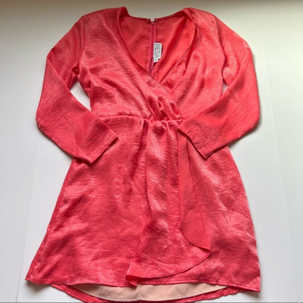 RESA Coral Pink Iris Bow Dress Size Small NWT - Picture 2 of 6